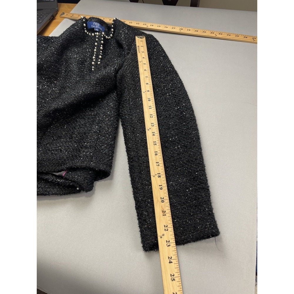 RSVP by Talbots Womens Blazer Jacket 14 Black Tweed Glitter Holiday Cocktail - Picture 10 of 11